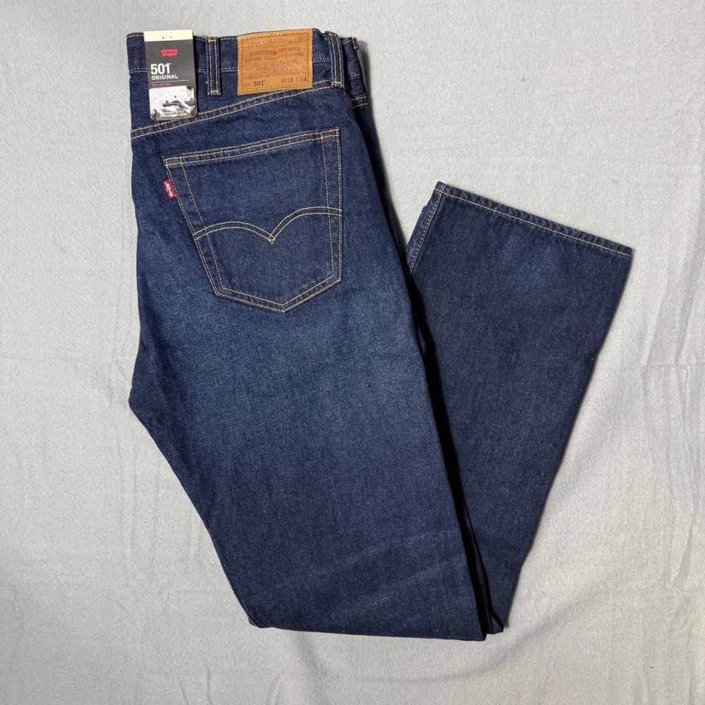 Levi's‎ 501 Original Men Jeans 38x34 Dark Wash NWT Premium Straight 005013411